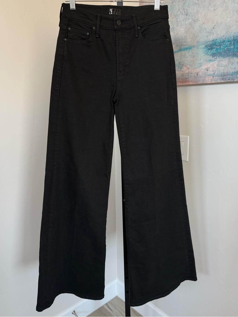 NEW MOTHER The Twister Sneak Jeans Black High Rise Wide Leg Womens 26 Denim - Picture 2 of 9